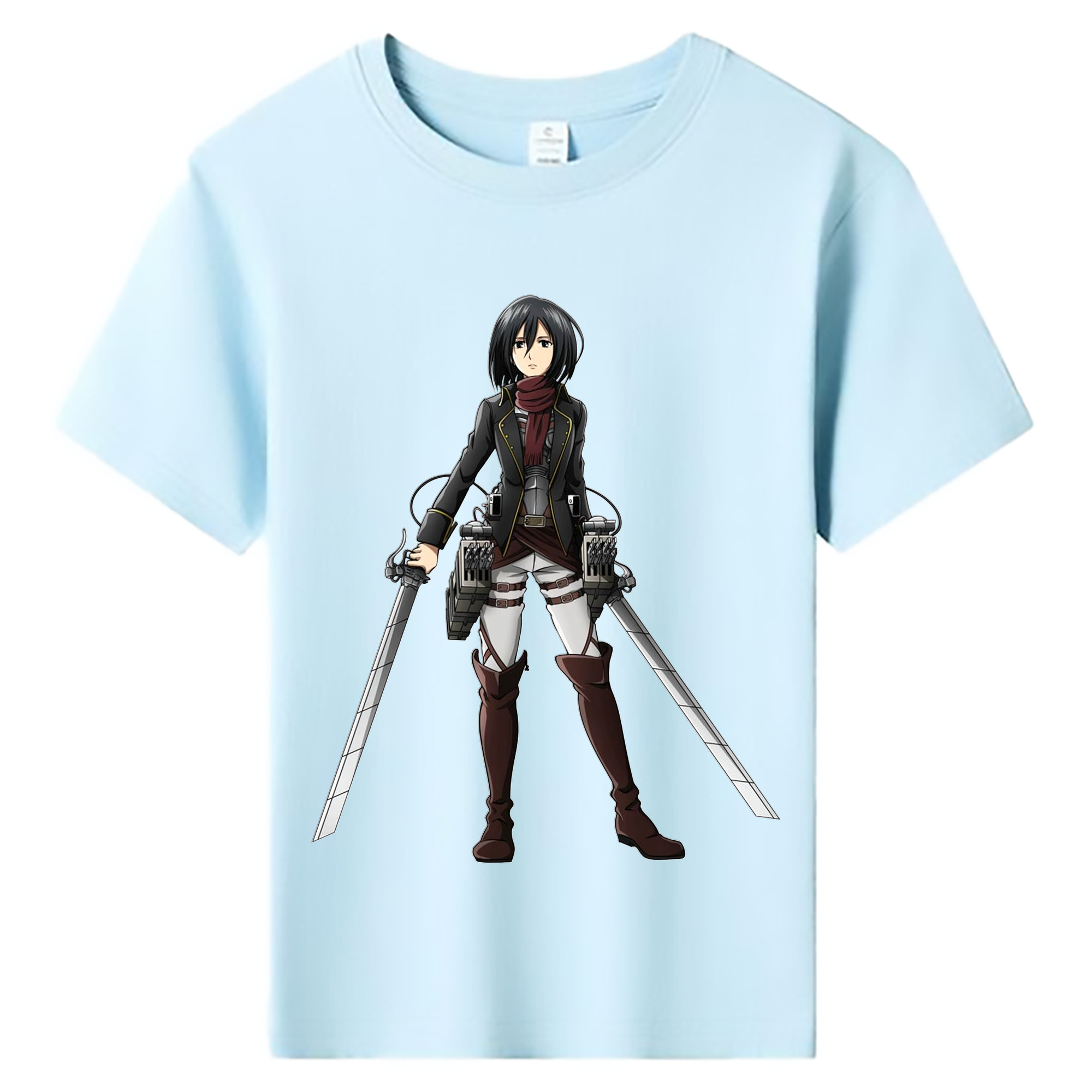 （画像用） 進撃の巨人 ミカサ·アッカーマン Attack on Titan Mikasa Ackerman 綿100％キッズTシャツ（フロントプリント）